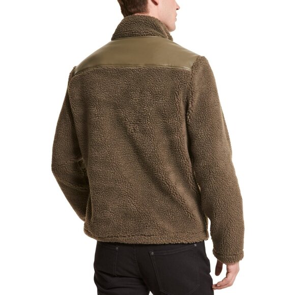 Michael Kors Men Sherpa-Fleece Mixed-Media Jacket Olive Green Size XS MSRP $278 - Picture 2 of 2
